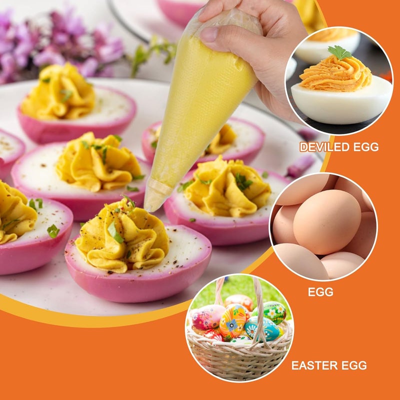 FACULX 3 Pack Deviled Egg Containers with Lid and 8 Pcs Deviled Egg Injector Piping Tool, Egg Organizer for Refrigerator, Fridge Stackable Countertop Portable Egg Platter (transparent-2 packs) - Image 5